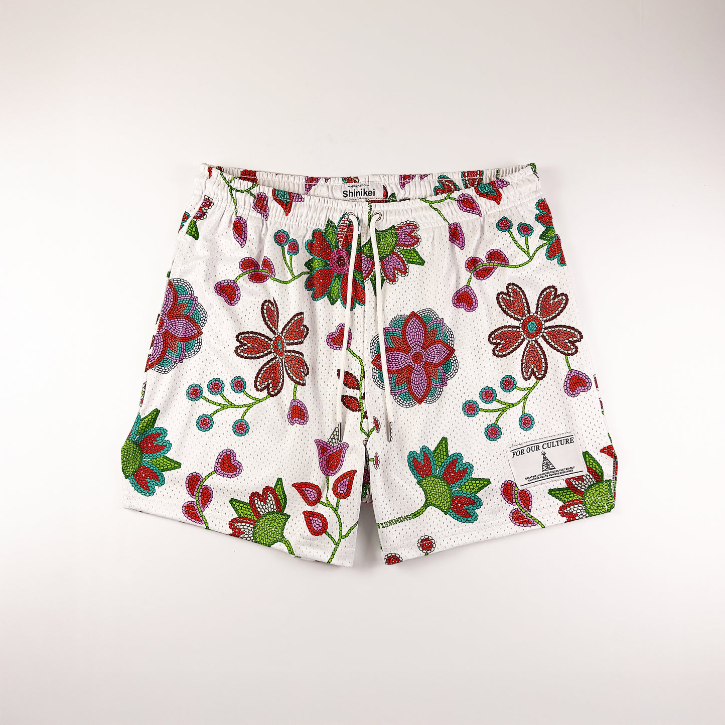 White Beaded Heart Florals