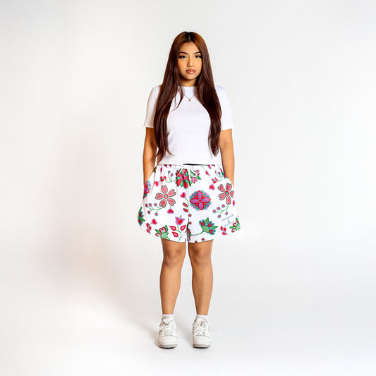 White Beaded Heart Florals